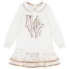 Girls Ivory Geo Map Dress, 1, hi-res