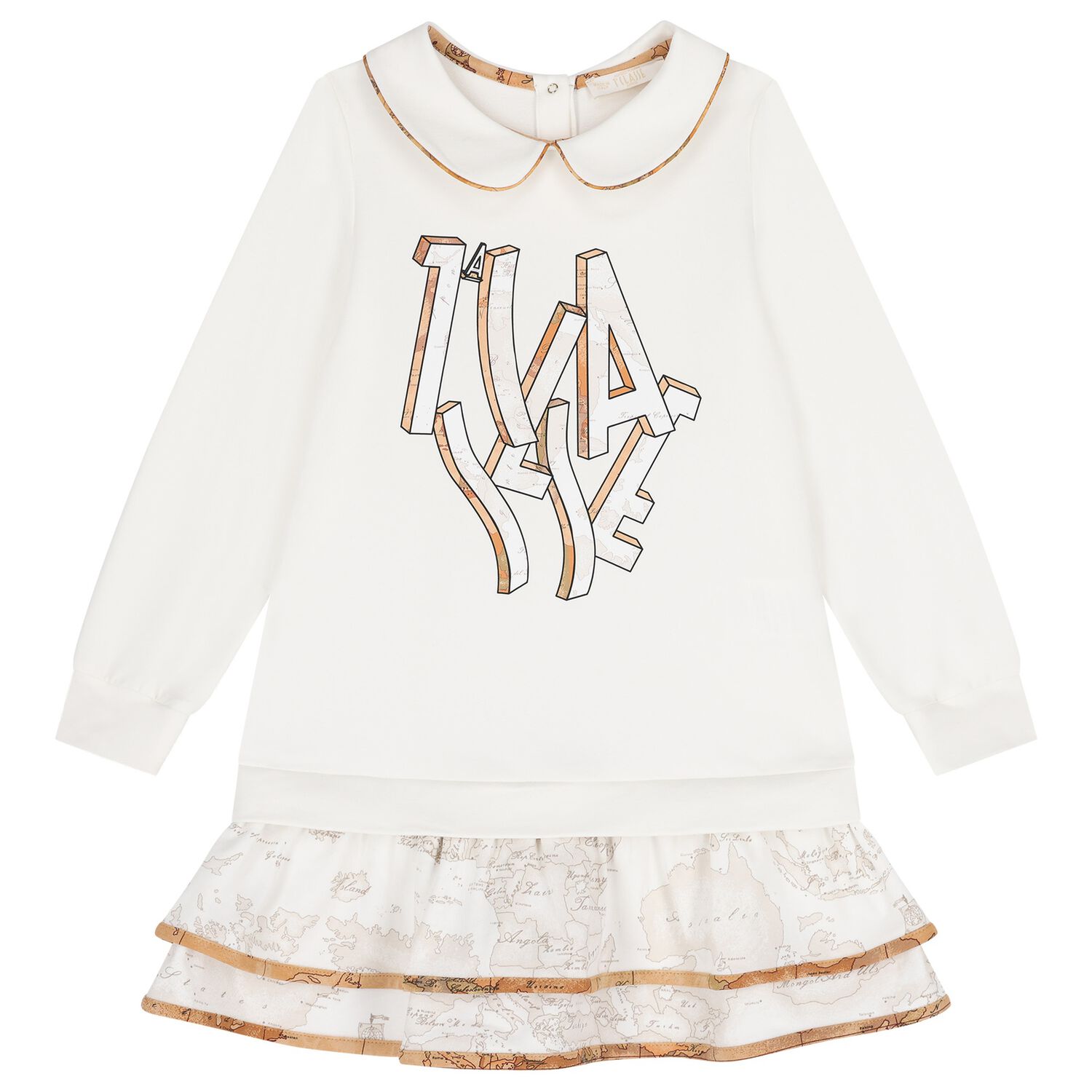 Girls Ivory Geo Map Dress, 1, hi-res image number null
