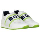 Boys White Logo Trainers, 2, hi-res