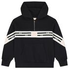 Girls Black Logo Hooded Top, 1, hi-res