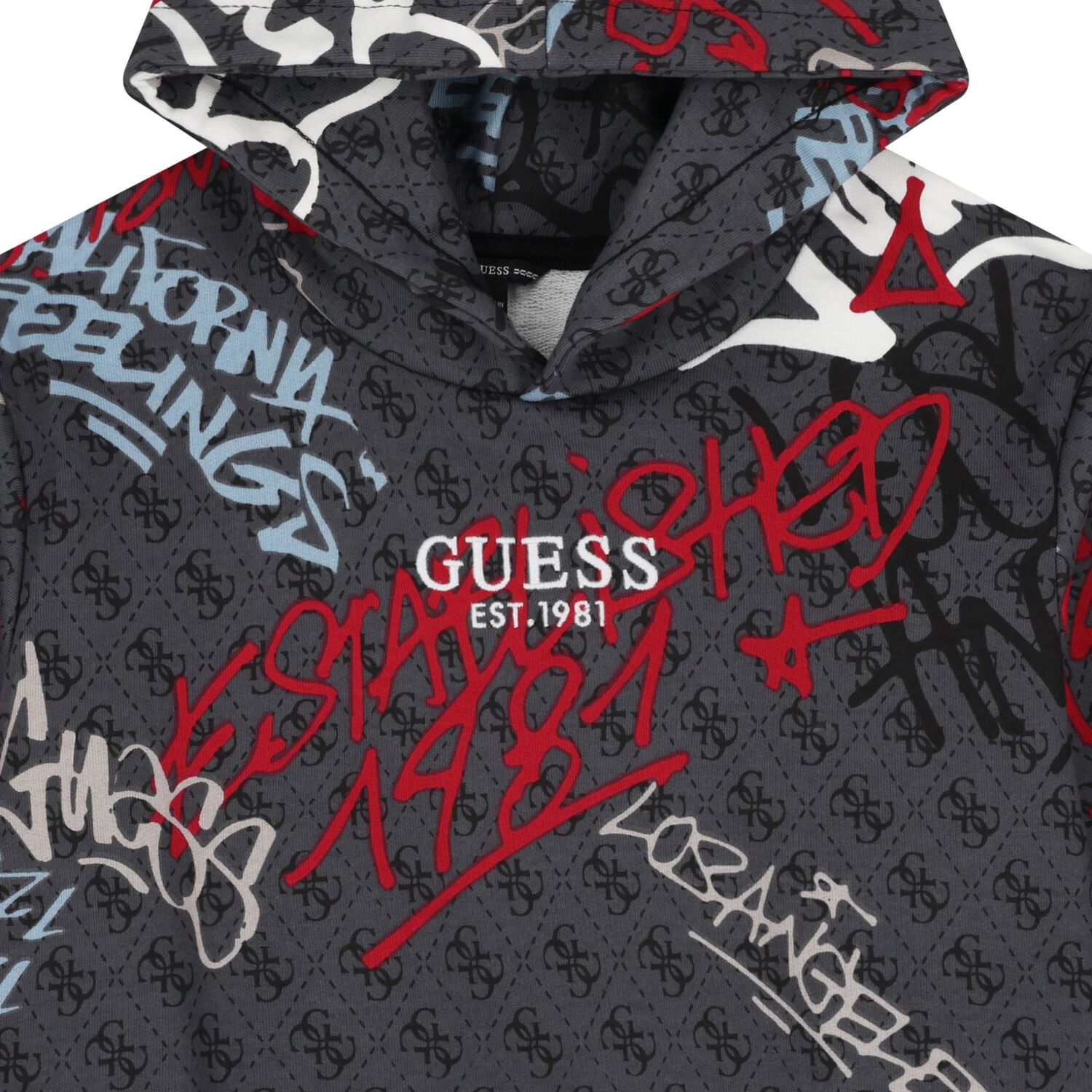 Boys Grey Logo Hooded Top, 1, hi-res