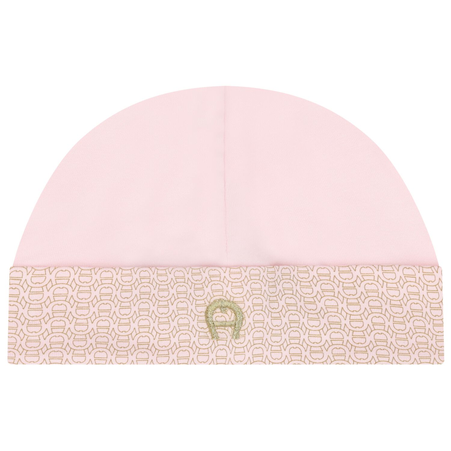 Baby Girls Pink & Gold Logo Baby Hat, 3, hi-res