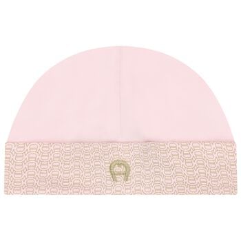 Baby Girls Pink & Gold Logo Baby Hat