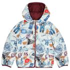 Boys White & Blue Logo Padded Puffer Jacket, 1, hi-res