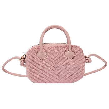 Mayoral Girls Pink Faux Fur & Leather Handbag, 2 Girls Pink Faux Fur & Leather Handbag