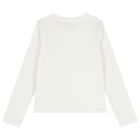 Girls White Logo Long Sleeve Top, 2, hi-res