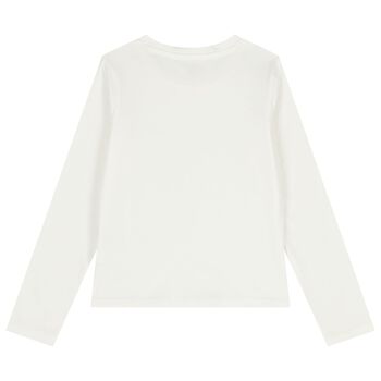 Girls White Logo Long Sleeve Top