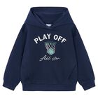 Boys Navy Blue Hooded Top, 1, hi-res