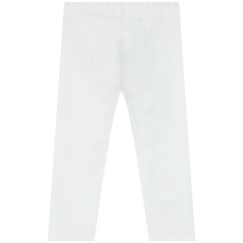 Younger Girls White Heart Leggings