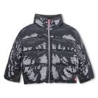 Girls Grey Disco Ball Padded Puffer Jacket, 1, hi-res