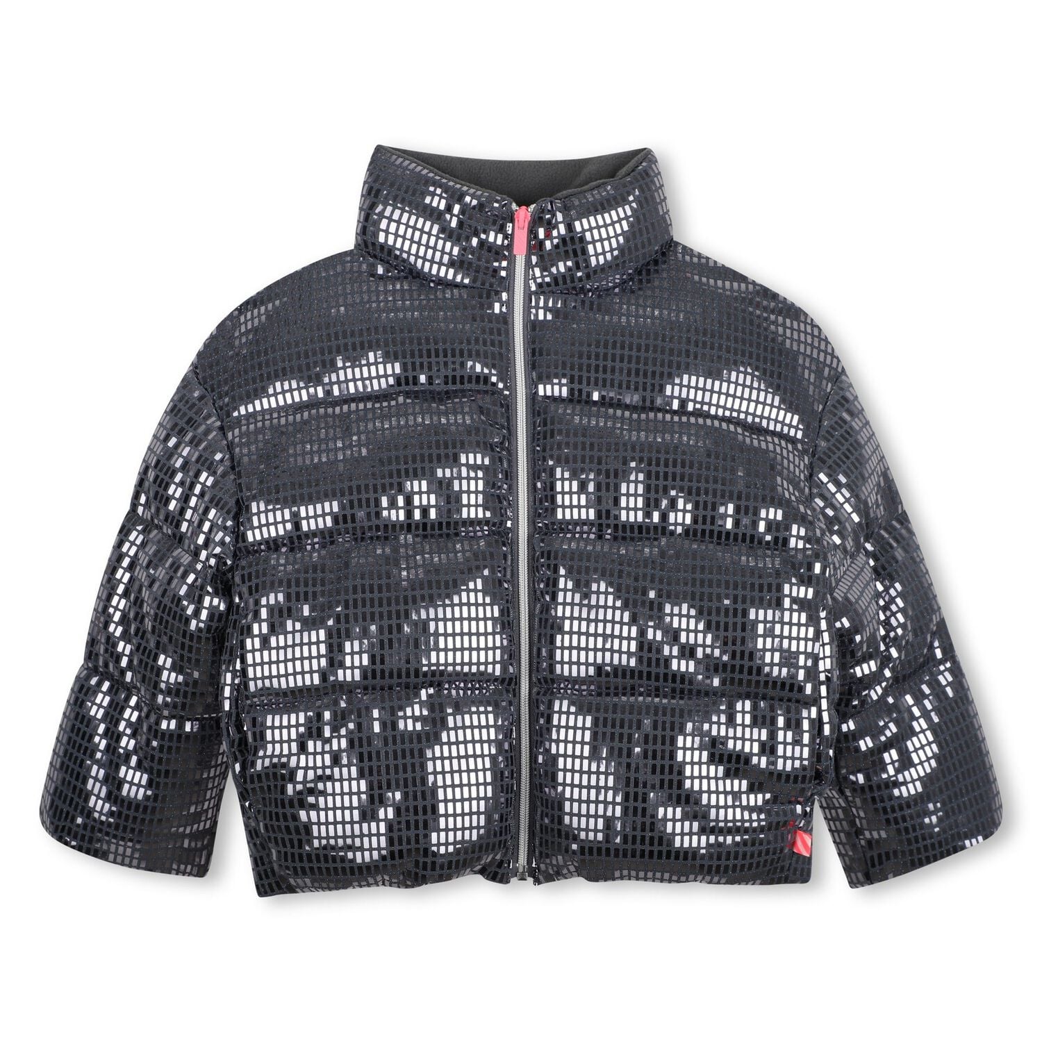 Girls Grey Disco Ball Padded Puffer Jacket, 1, hi-res