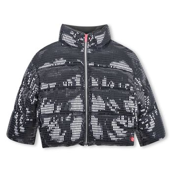Girls Grey Disco Ball Padded Puffer Jacket
