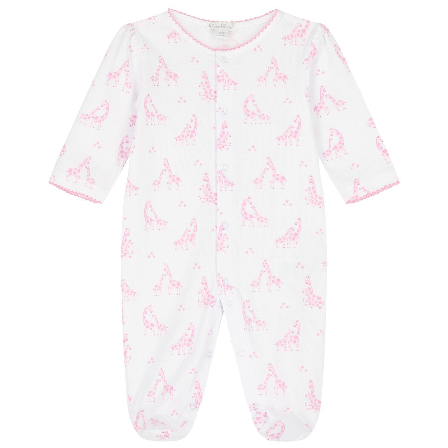 Baby Girls White & Pink Giraffe Babygrow, 1, hi-res image number null