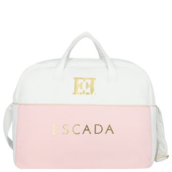 White & Pink Logo Baby Changing Bag