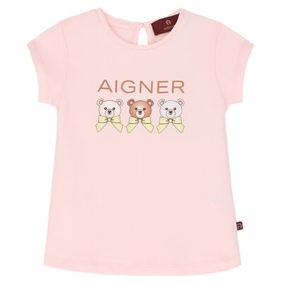 Younger Girls Pink Logo Cotton T-Shirt