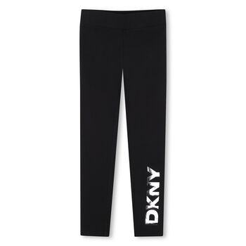 Girls Black Logo Leggings