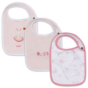 Baby Girls Pink & White Logo Bibs ( 3-Pack )