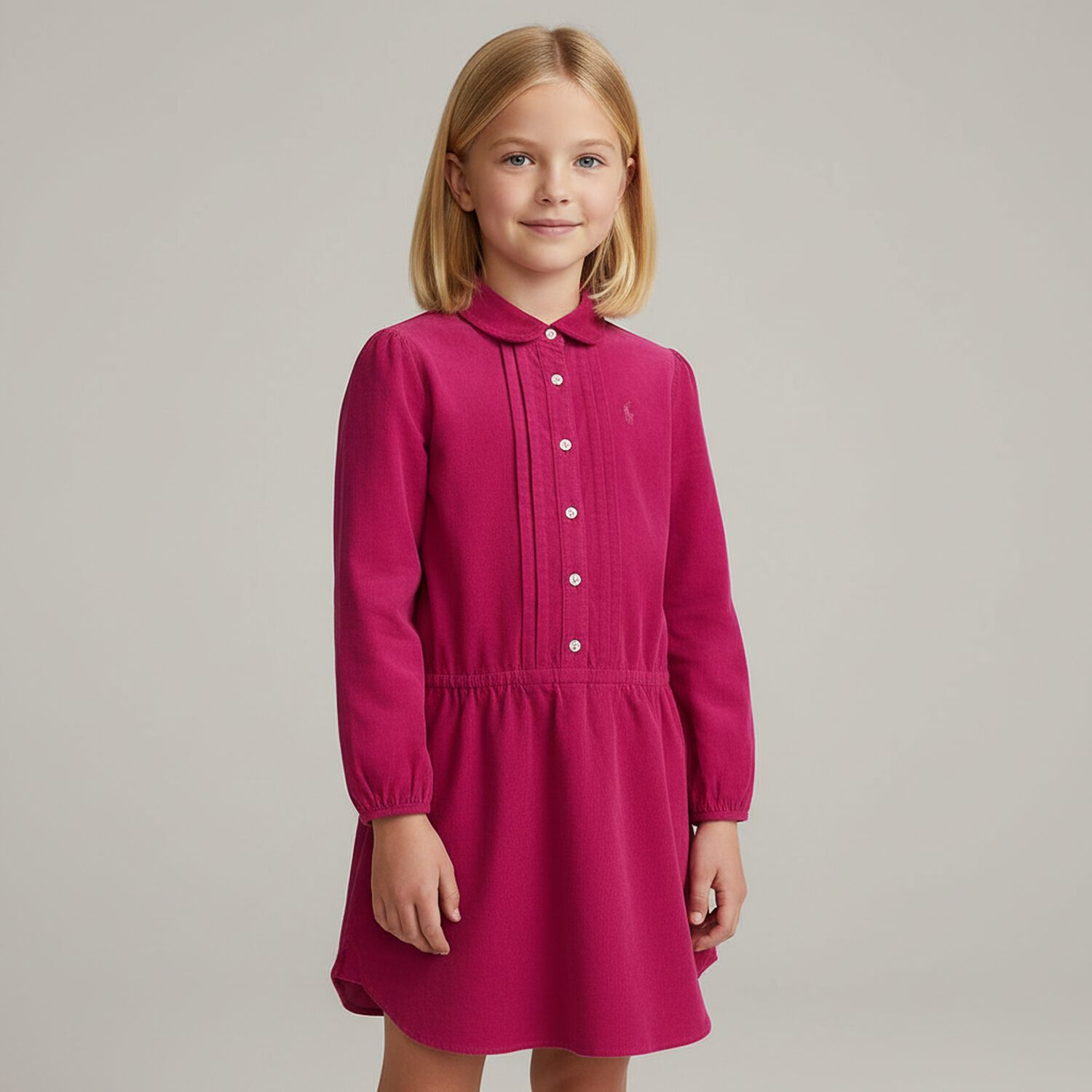 Girls Pink Logo Needlecord Dress, 1, hi-res image number null