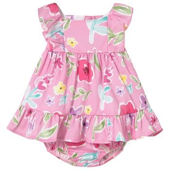 Baby Girls Pink Floral Dress Set
