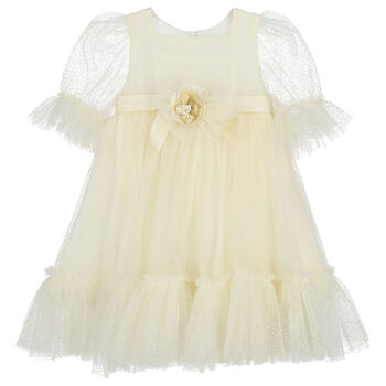 Younger Girls Ivory Tulle Dress
