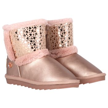 Girls Rose Gold Faux Leather Boots