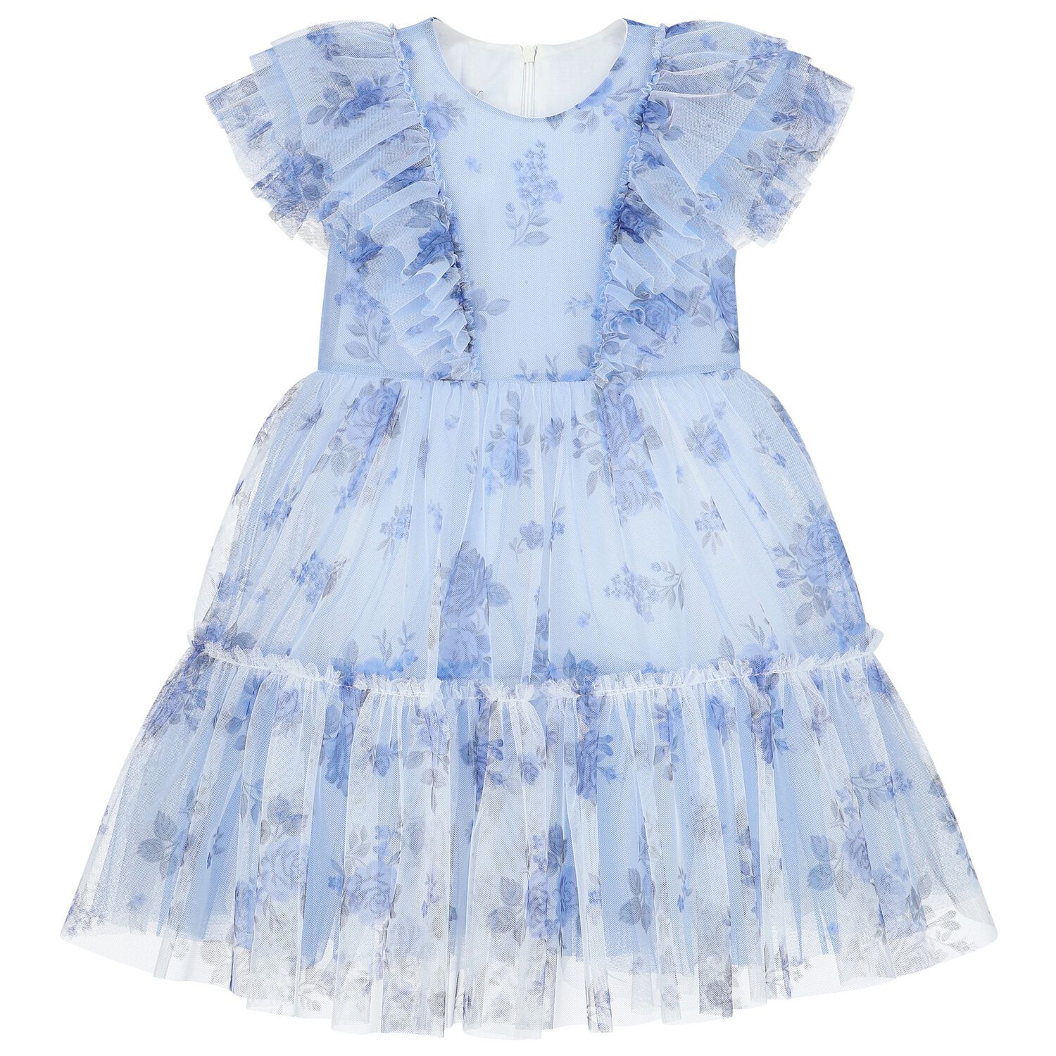 Girls Blue Ruffle Dress, 1, hi-res image number null
