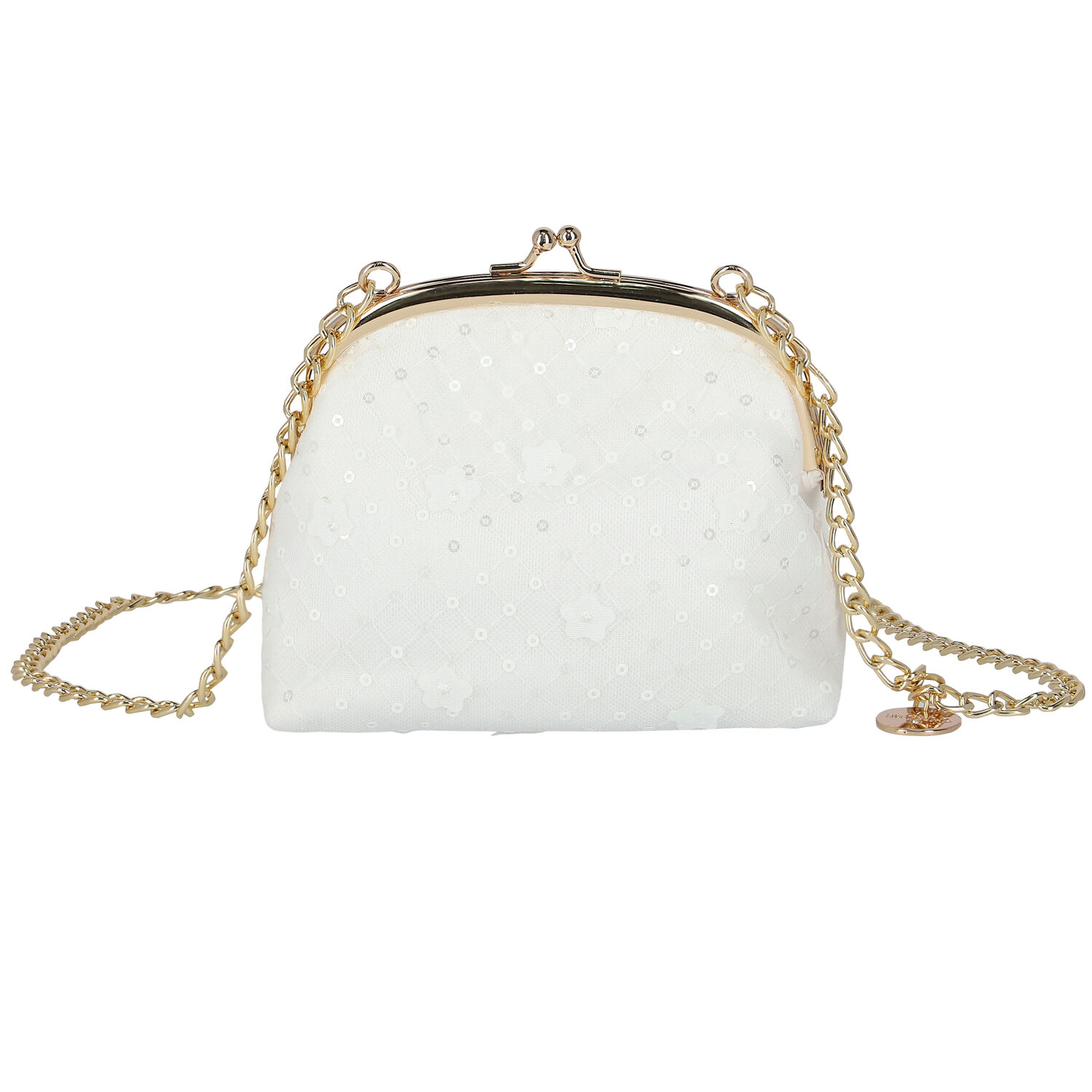 Girls White Embellished Sequin Bag, 2, hi-res image number null