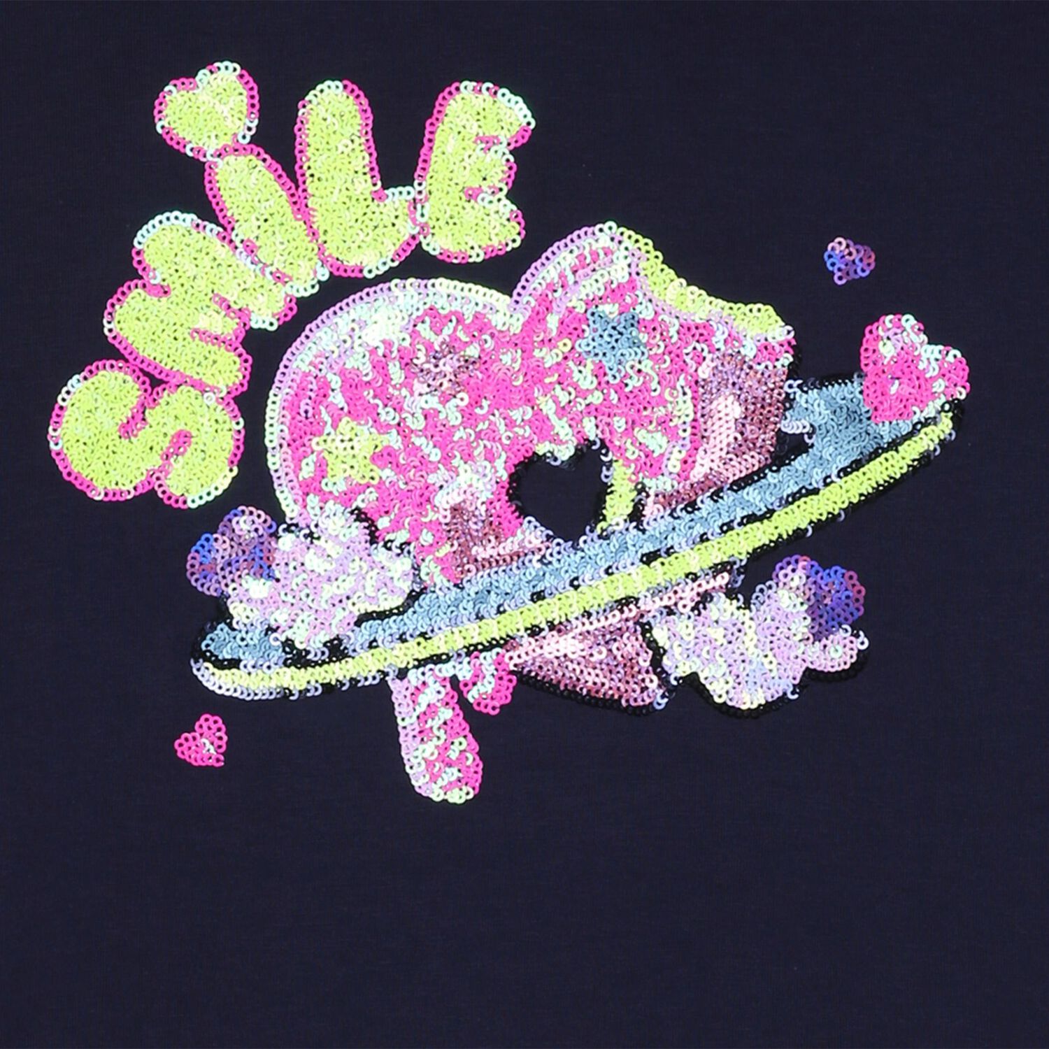 Girls Navy Blue Sequin Planet Long Sleeve Top, 2, hi-res