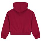 Girls Red Hooded Zip Up Top, 3, hi-res