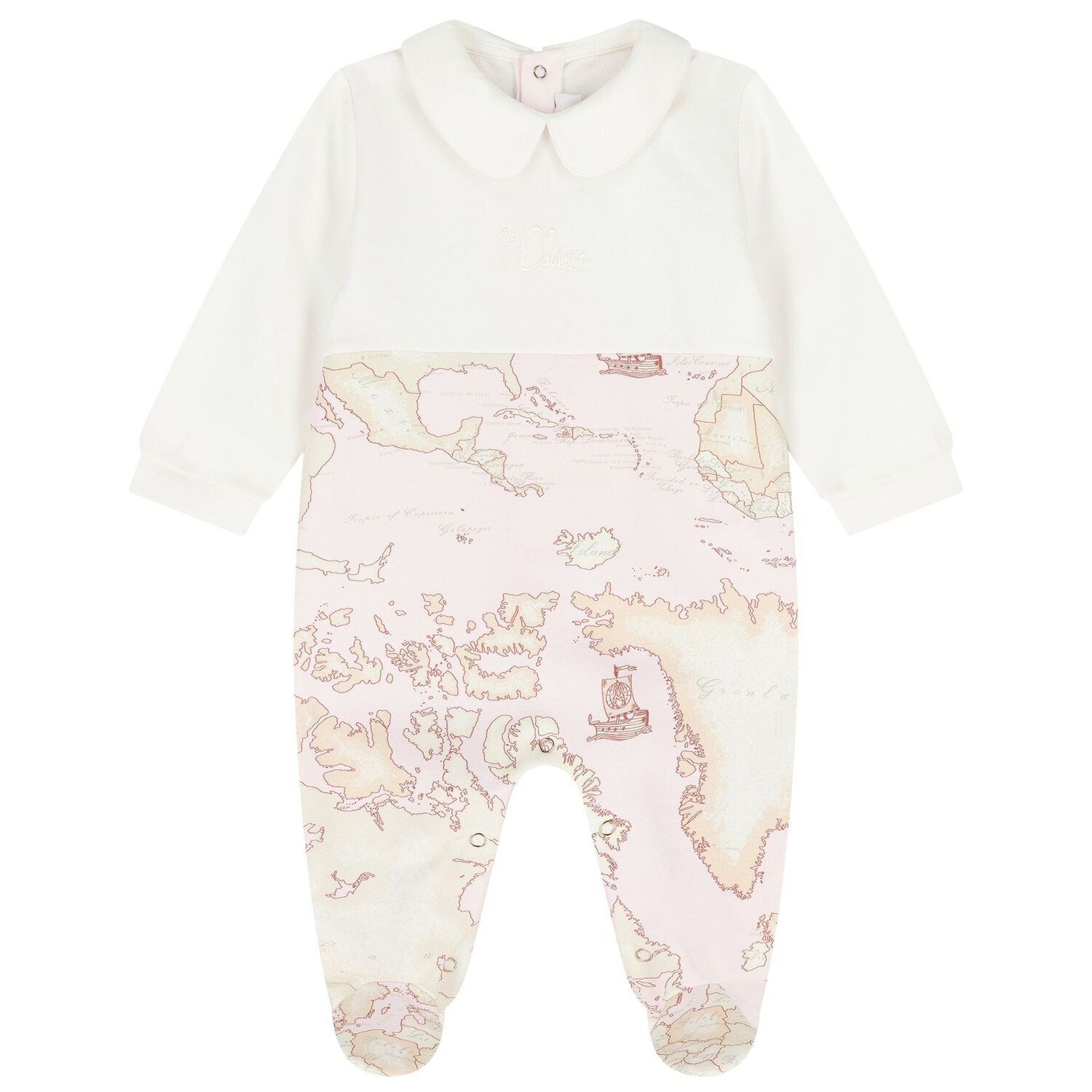 Baby Girls Ivory, Beige & Pink Geo Map Babygrow Gift Set, 1, hi-res
