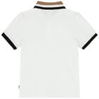 Younger Boys White Logo Polo Shirt, 1, hi-res