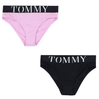 Girls Black & Pink Logo Knickers (2-Pack)