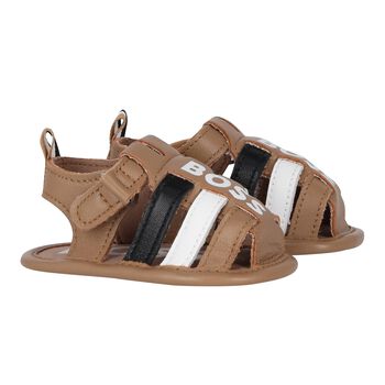 BOSS Baby Boys Beige Logo Sandals, 2 Baby Boys Beige Logo Sandals