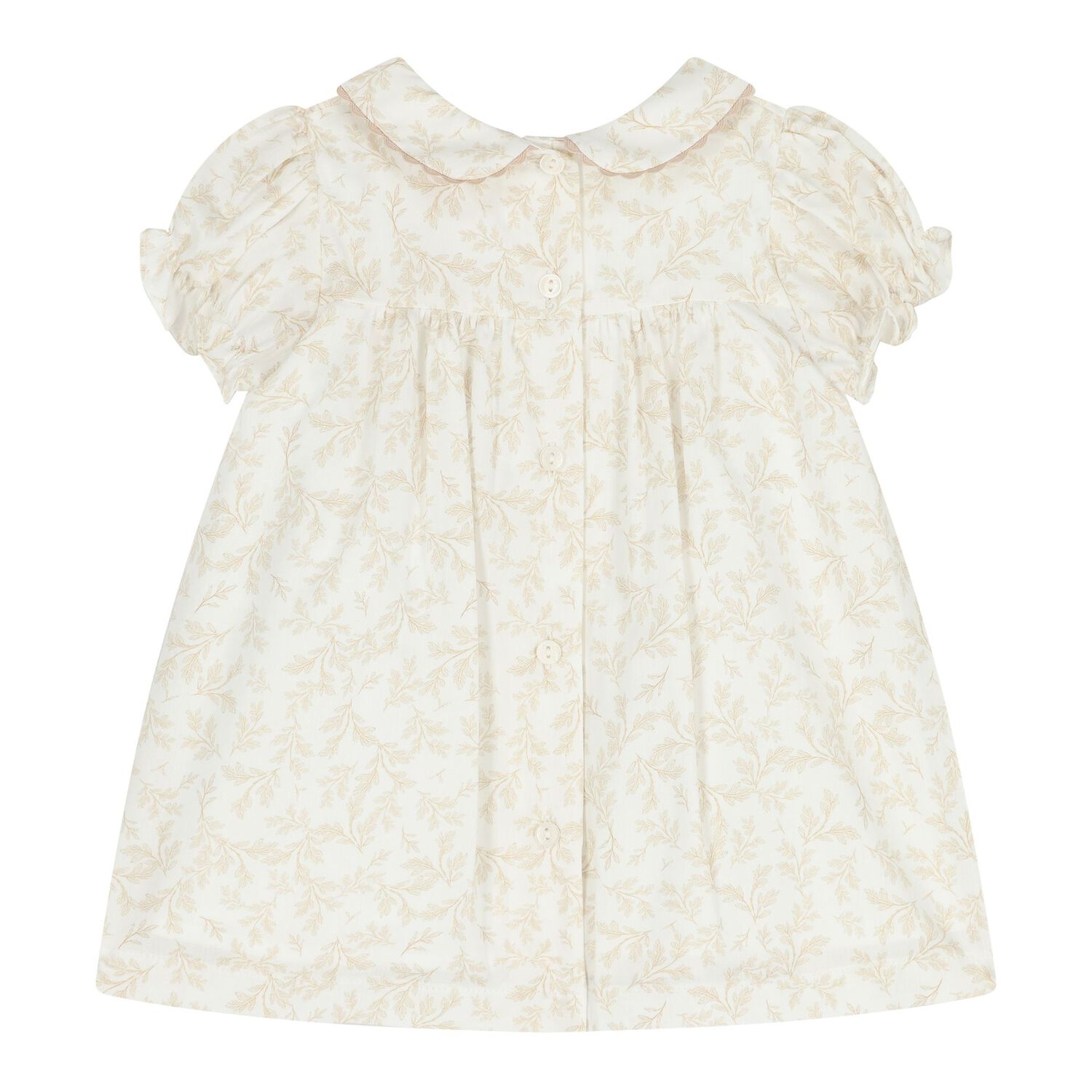Baby Girls Ivory & Beige Floral Dress, 1, hi-res