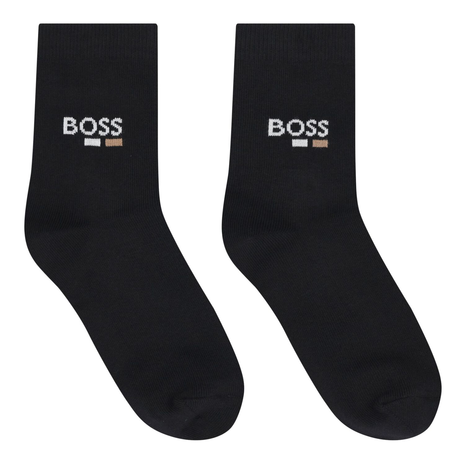 Boys Black Logo Socks ( 2-Pack ), 1, hi-res