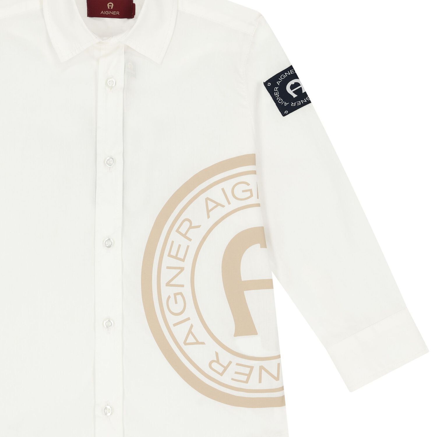 Boys White Logo Shirt, 1, hi-res image number null