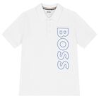Boys White Logo Polo Shirt, 2, hi-res