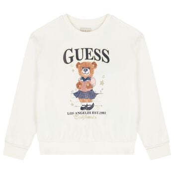 Girls Ivory Teddy Bear Logo Sweatshirt