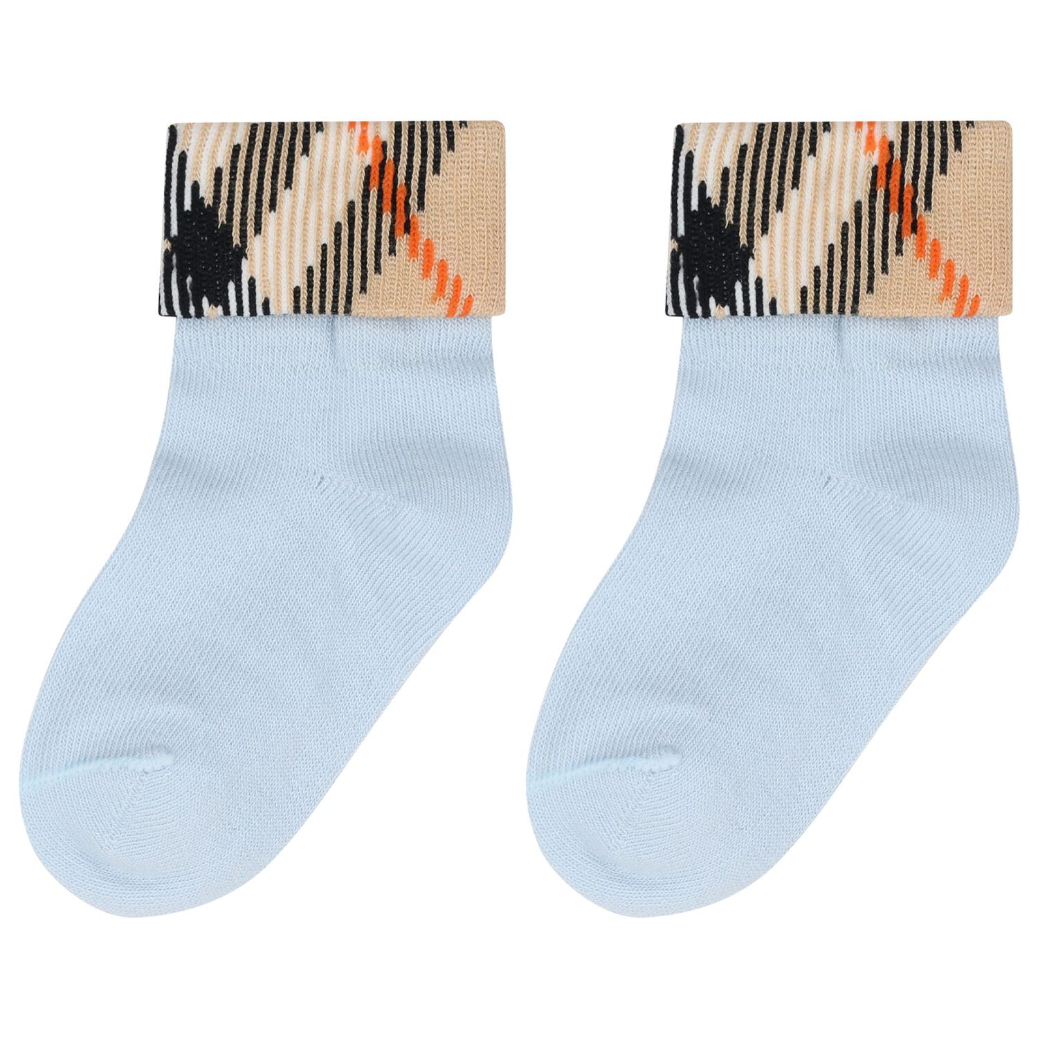 Baby Boys Blue & Beige Check Socks ( 2-Pack ), 2, hi-res