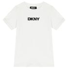 تيشيرت بنات بالشعار باللون الأبيض, 1, hi-res