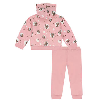 Younger Girls Pink Cats Tracksuit