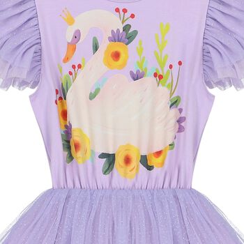 Girls Purple Swan Tulle Dress