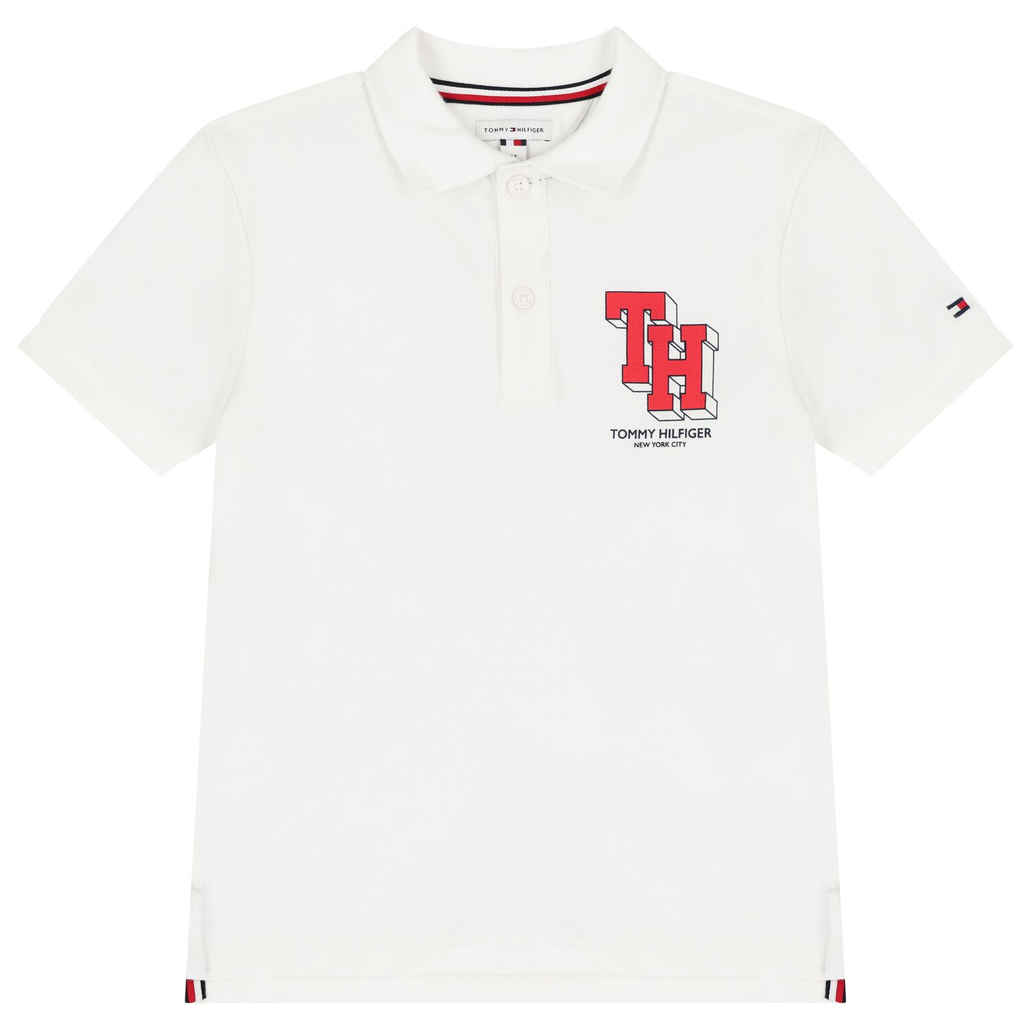 Boys White Logo Polo Shirt, 2, hi-res