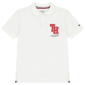 Boys White Logo Polo Shirt