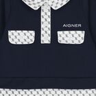 Baby Boys Navy Blue & White Logo Babygrow, 2, hi-res