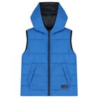 Boys Navy Blue & Blue Reversible Padded Gilet, 1, hi-res