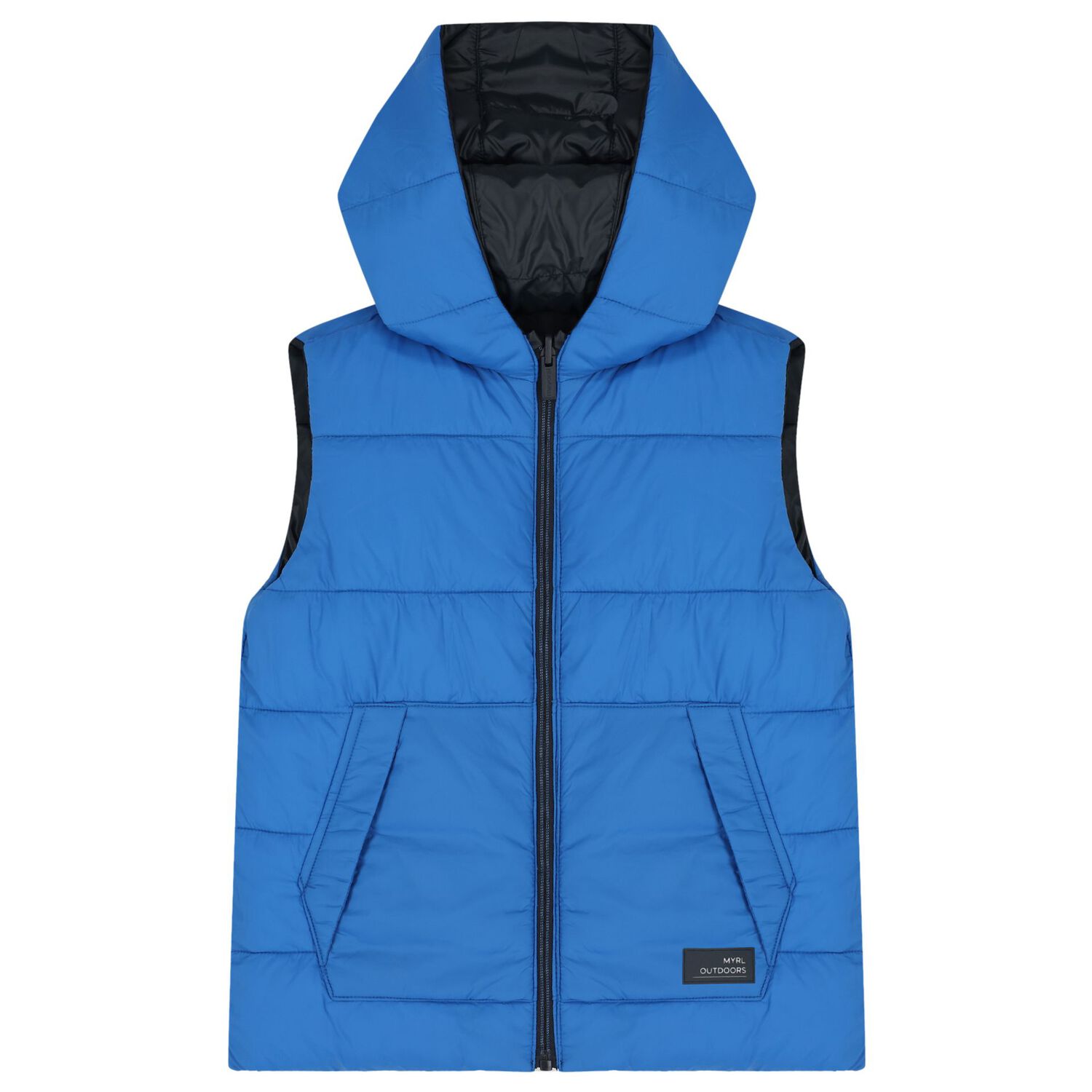 Boys Navy Blue & Blue Reversible Padded Gilet, 1, hi-res image number null