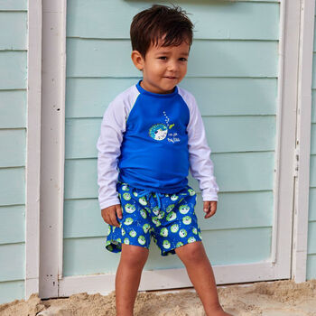 Baby Boys Blue Puffer Fish Swim Shorts