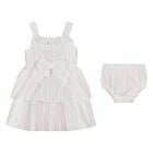 Baby Girls White & Pink Striped Dress Set, 1, hi-res