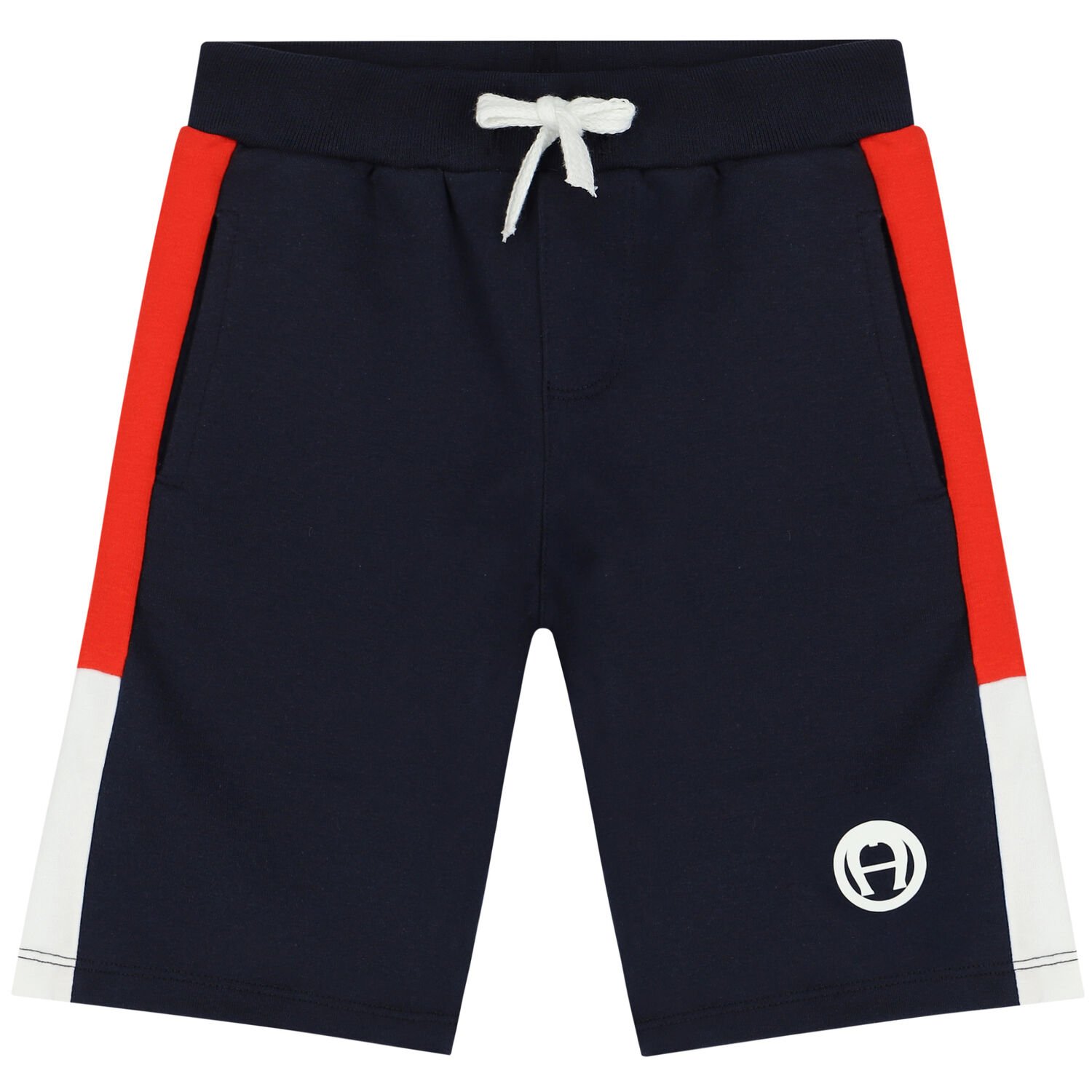Younger Boys Navy Blue Logo Shorts, 1, hi-res